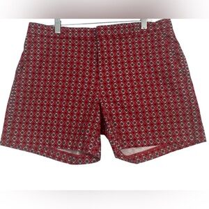 Banana Republic Red Geometric Flat Front  Plaid Shorts